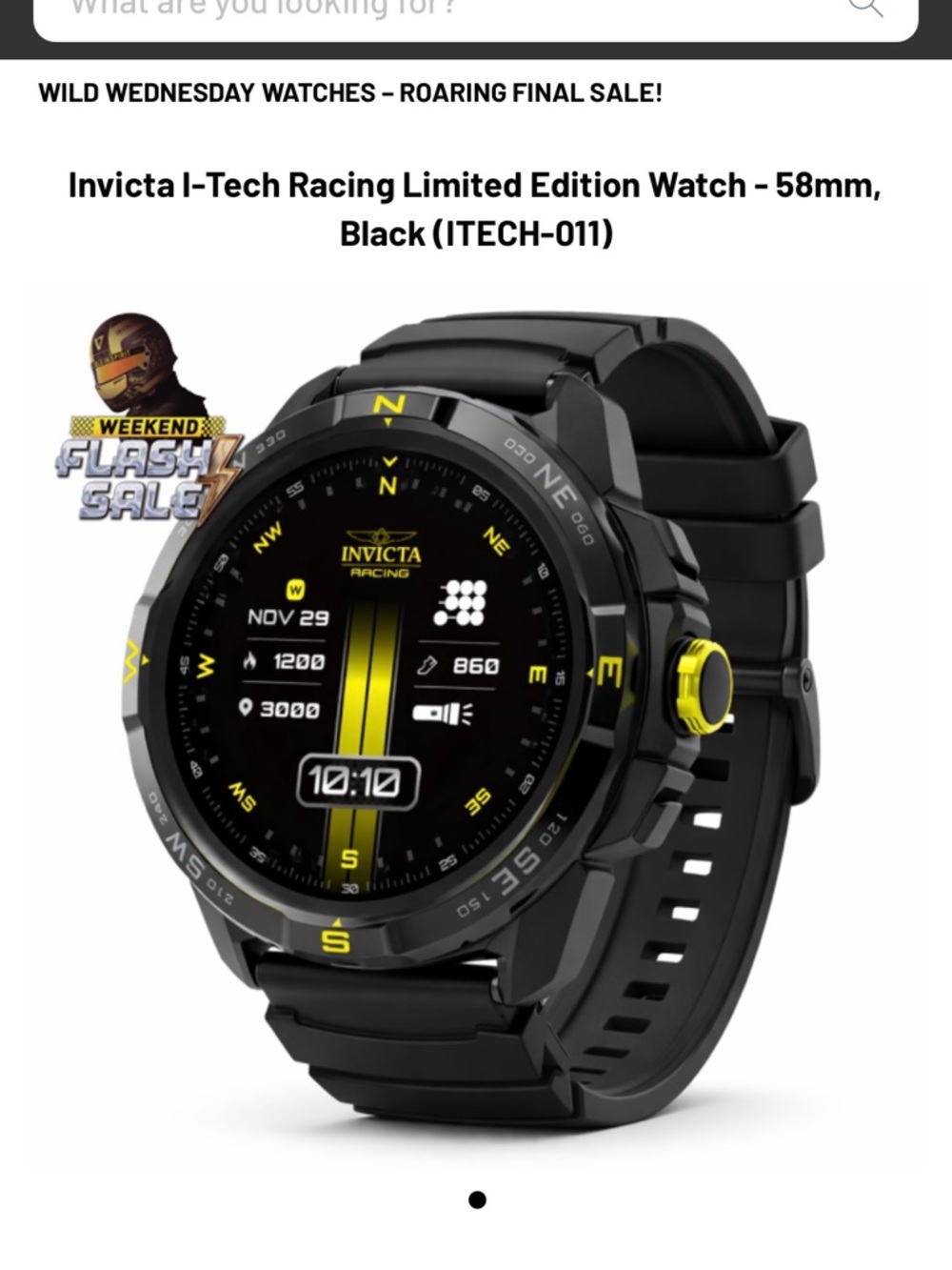 Invicta Black Smartwatch with Yellow Accents